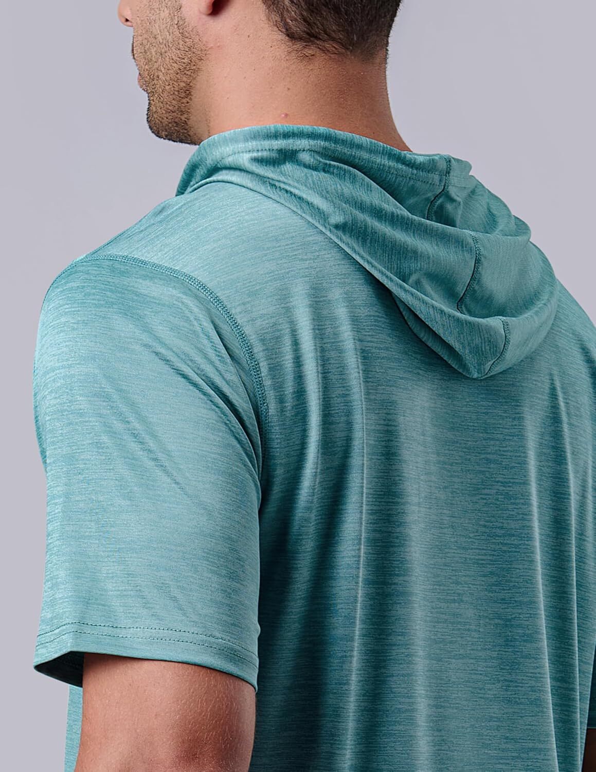 3-piece set: Men's lightweight short sleeved exercise hoodie, sports dry hooded T-shirt, suitable for running in the gym