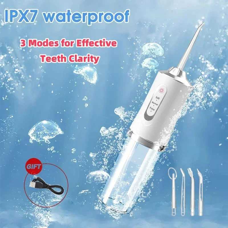 Oral irrigator 220ml 3 mode 4 nozzle portable dental sink USB charging sink teeth cleaner M250408