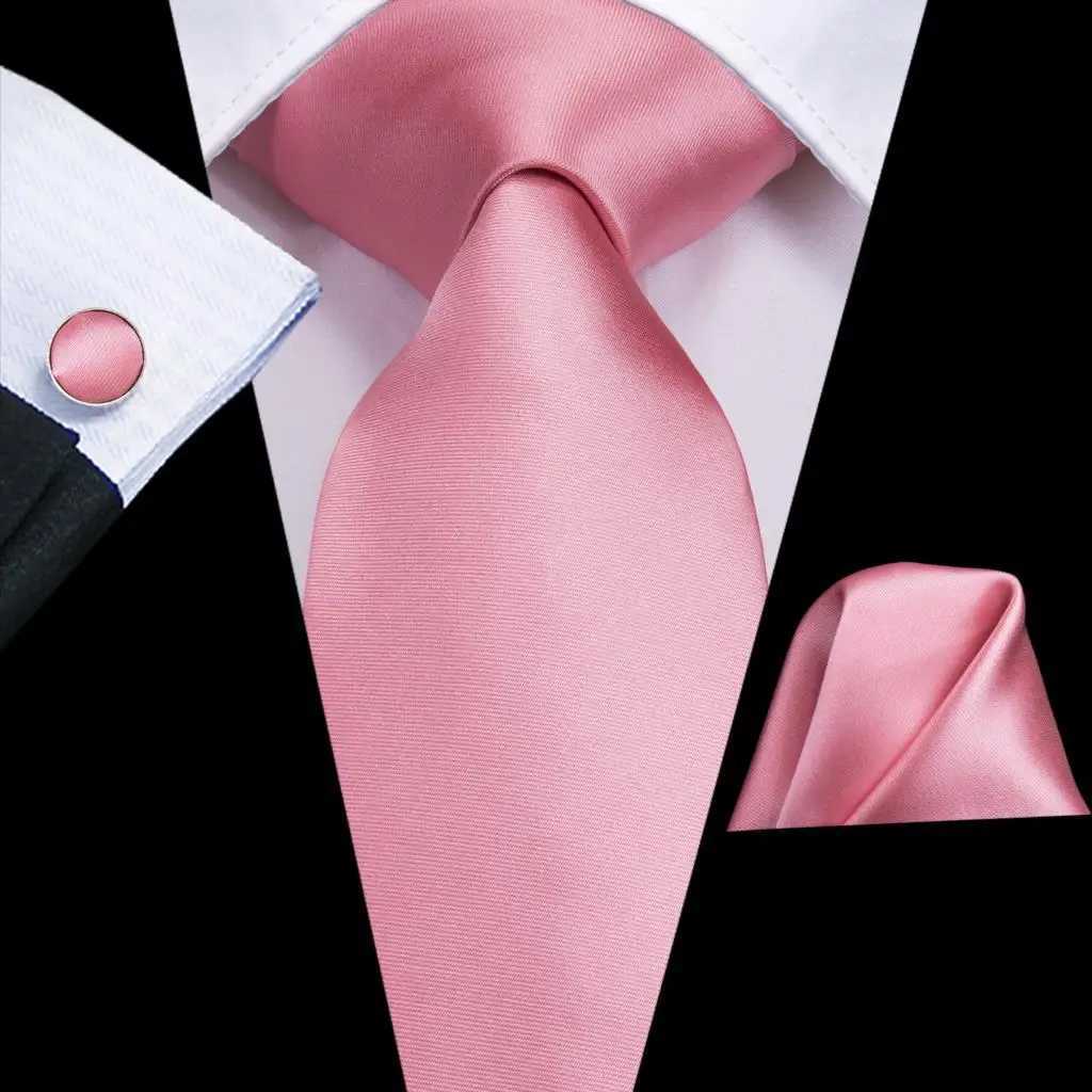 Hi-Tie Silk Mens Wedding Tie Peach Solid Gift Necktie For Men Fashion Design High Quality Hanky Cufflink Set Business Party X250407