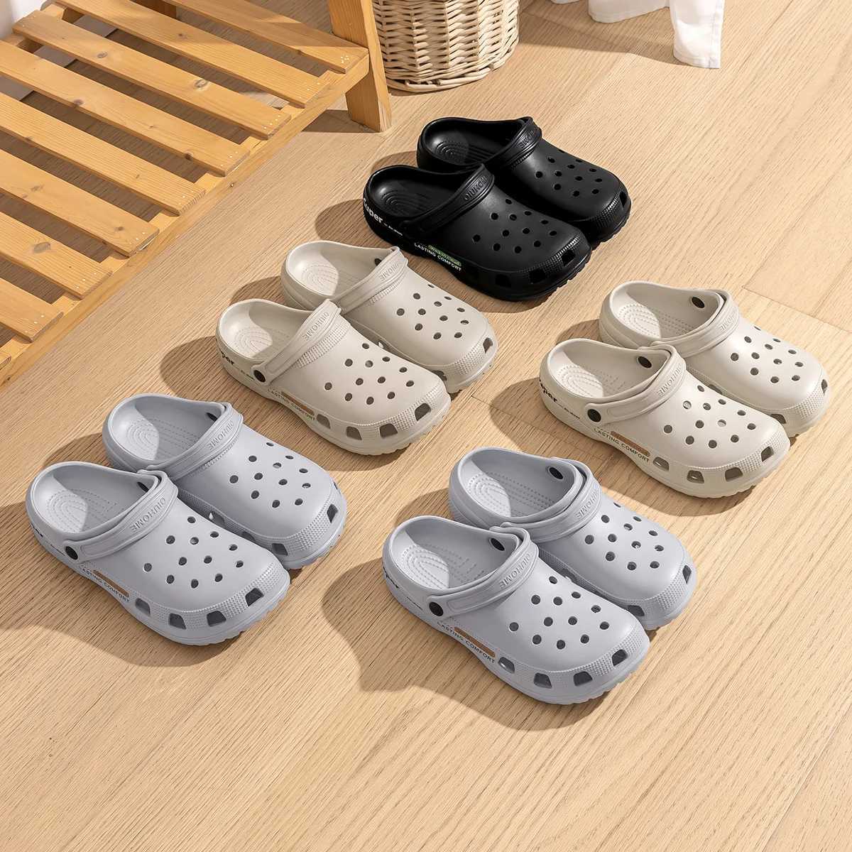 New Arrival Printed neutral hole EVA shoes with increased height thick sole slider for comfortable and breathable outdoor slider T250407