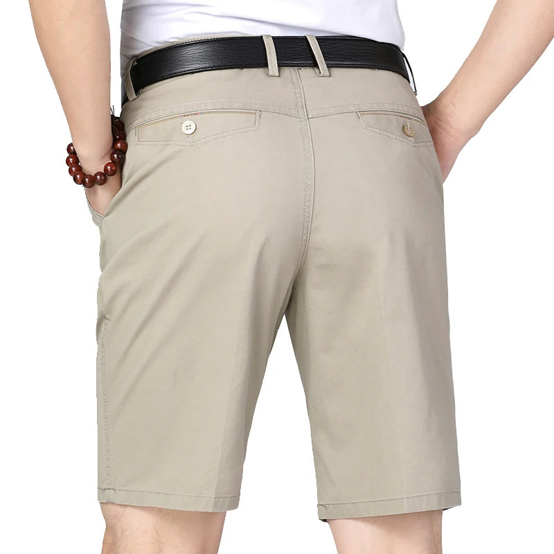 Classic Mens Cotton Shorts Men Stretch Casual Shorts Bermuda Knee Shorts Golf Sports Summer Cool Breathable Shorts Khaki Beige 250407