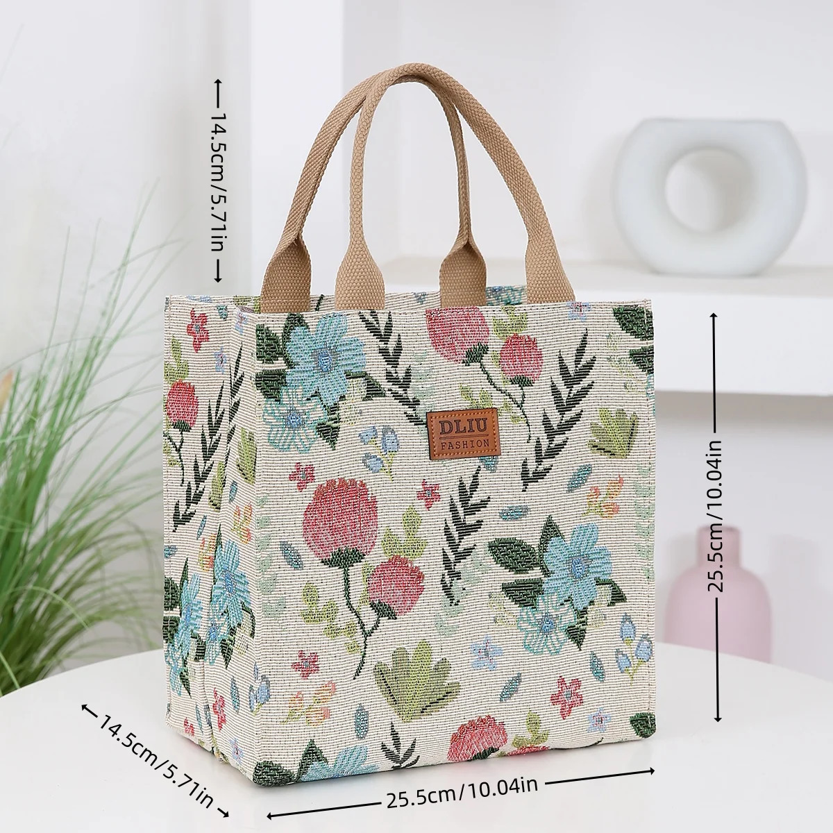 Knitted Thick Fabric Handbag Portable Workday Mess Storage Bag Mothers Shopping Bento 250401