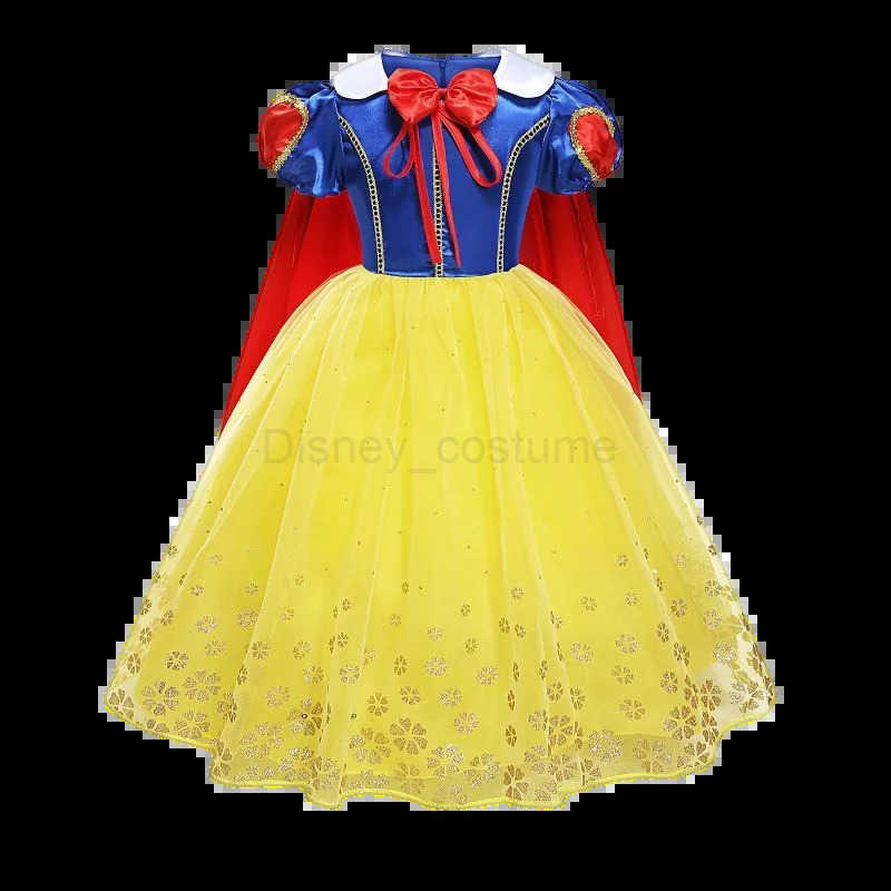 Disney 2024 Girl Snow White Dress Mesh Clothing Vestdos Childrens Christmas Carnival Role Playing Costume X250408