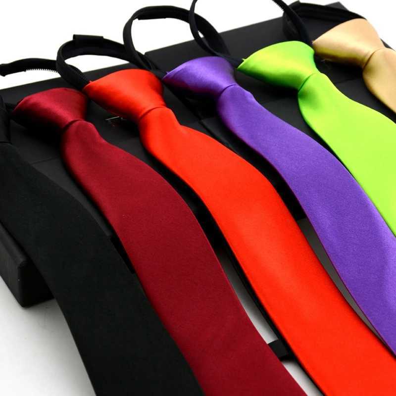 New Pre-tied Neck Tie Necktie For Girls Boys Kid Skinny Zipper Lazy Ties Children Red Solid Color Slim Narrow Bridegro Party X250407
