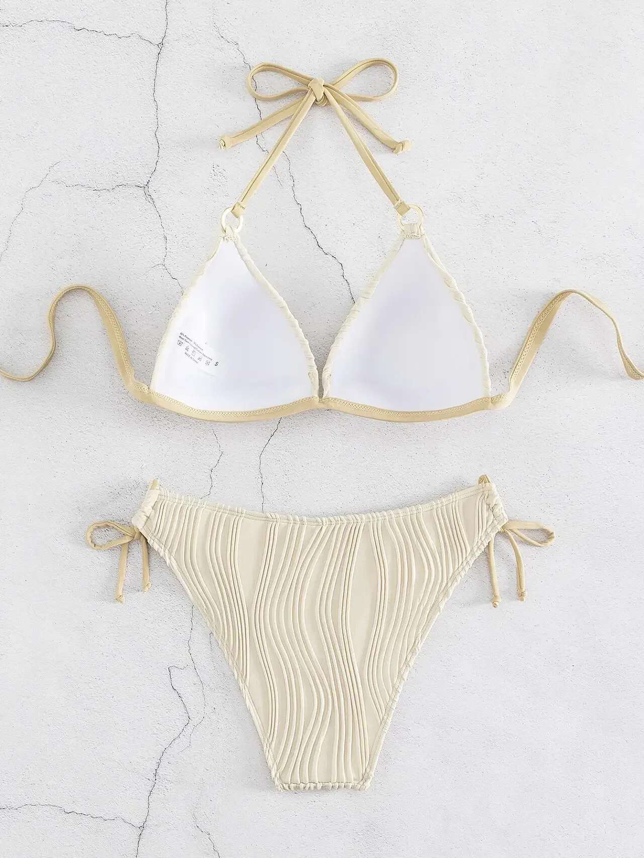 Dongdumaoyi Sexy Bikini Women White Black Lace Up Backless Padded Micro Swimsuit Push Beach Bathing Suit Tie Side Thong Swimwear
