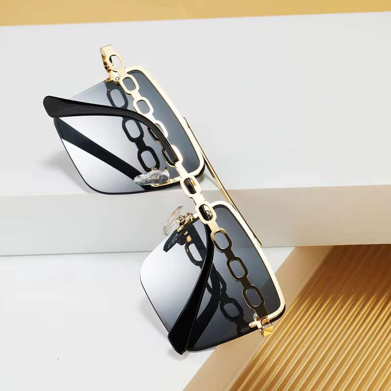 Factory Direct Supply Designer Chain Leg Shades Uv400 Sunglass Women square Steampunk Metal Spring Sunglasses