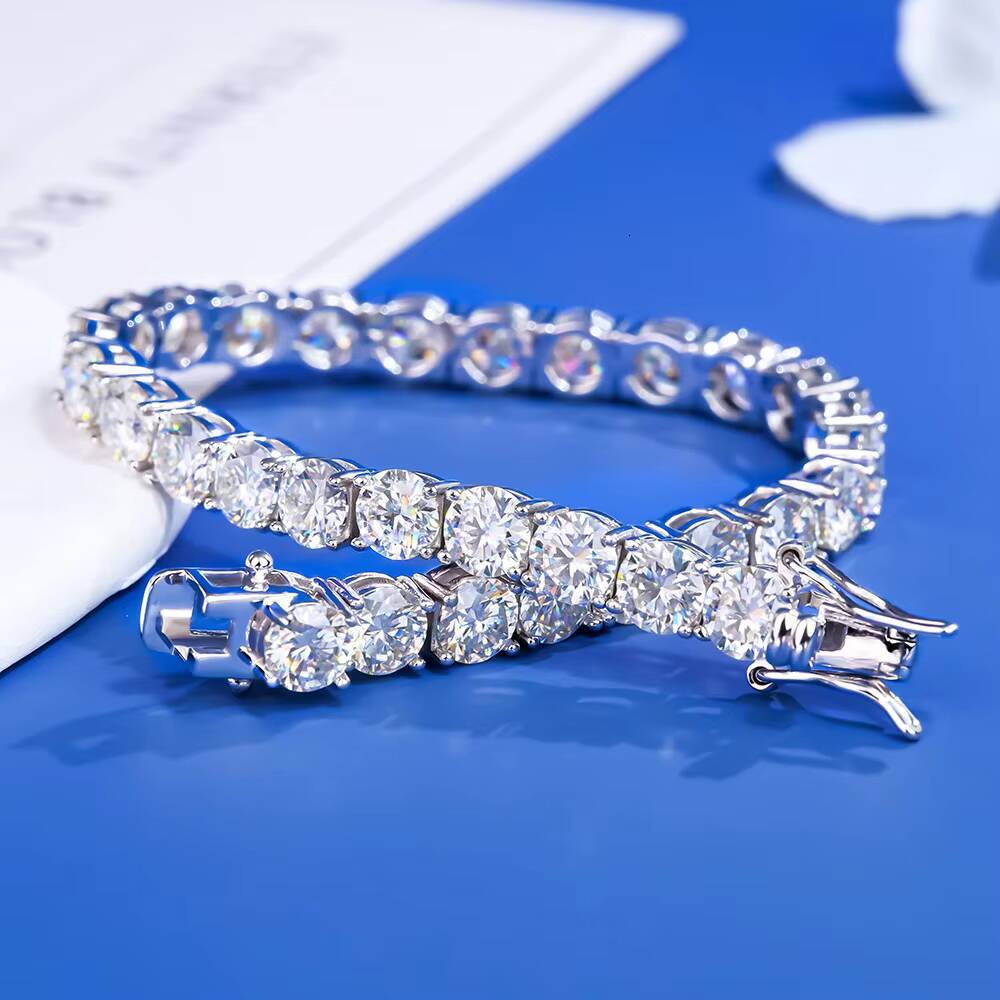 High-End Moissanite Tennis Chain 2-6mm Girls Jewelry Bracelet Fashionable Handmade Foreign Trade Accessory