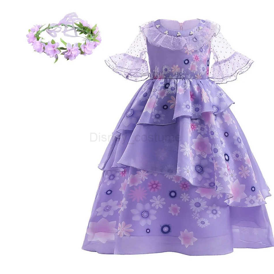 Disney Childrens Snow White Rapunzel Elsa Bella Dress Girls Encanto Mirabel Isabella Carnival Dress Childrens Princess Evening Dress X250408