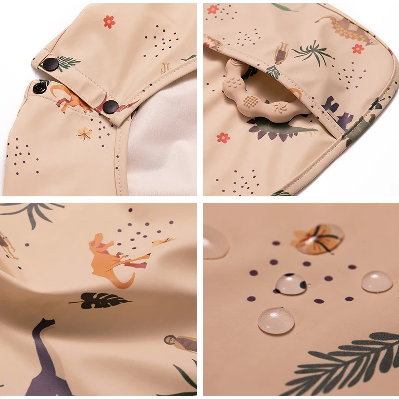 Little Boy Girl Painting Smock Babys Soft Waterproof Bib Child Meal Eating Apron with Long Sleeves Kid Adjustable Feeding Cloth 250408