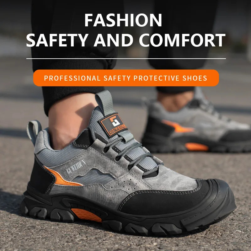 Cowhide Safety Shoes Breathable Work Shoes Steel Toe Anti Smash Safety Boots Fashion Work Sneakers Men Work Boots Indestructible 251106