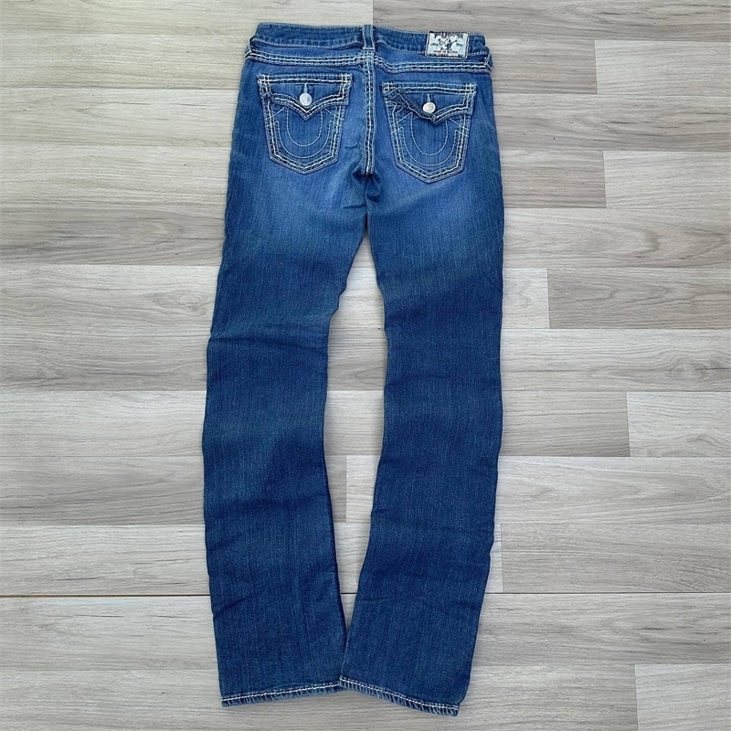 Harajuku Hip Hop Pocket Embroidery Baggy Jeans Vintage Buddha Jeans Men Women Streetwear Low Waist Wide Leg Trouser Y2K Clothing 250407