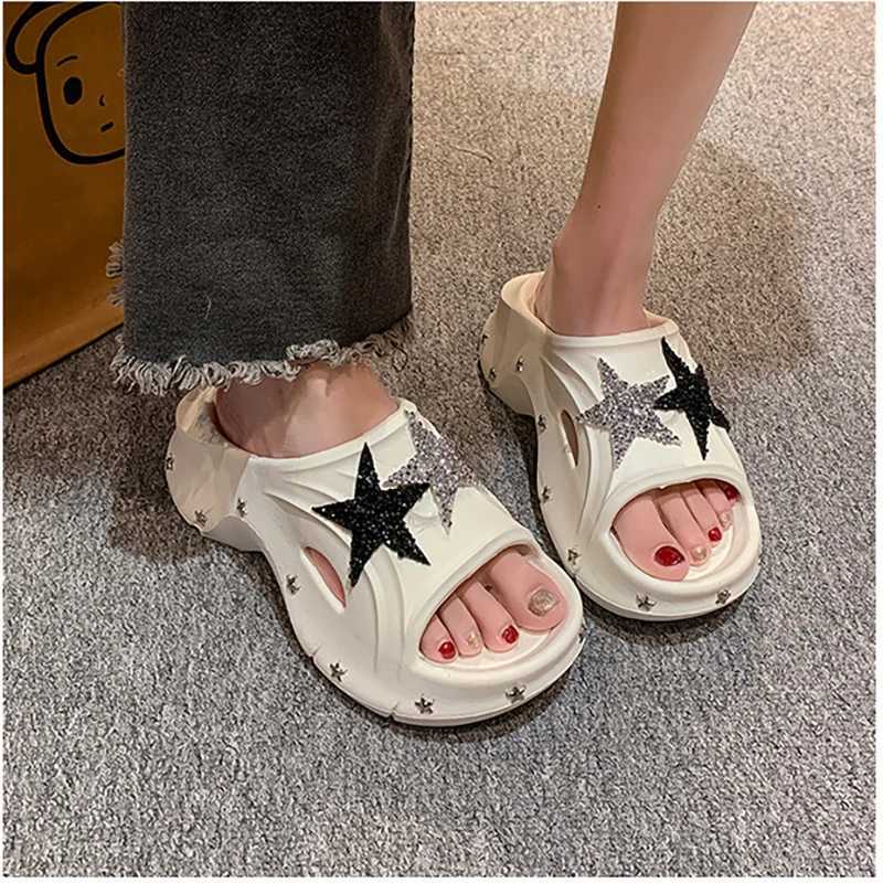 Summer womens star slippers platform anti slip home slippers outdoor beach star slippers womens sandalsXJ250407