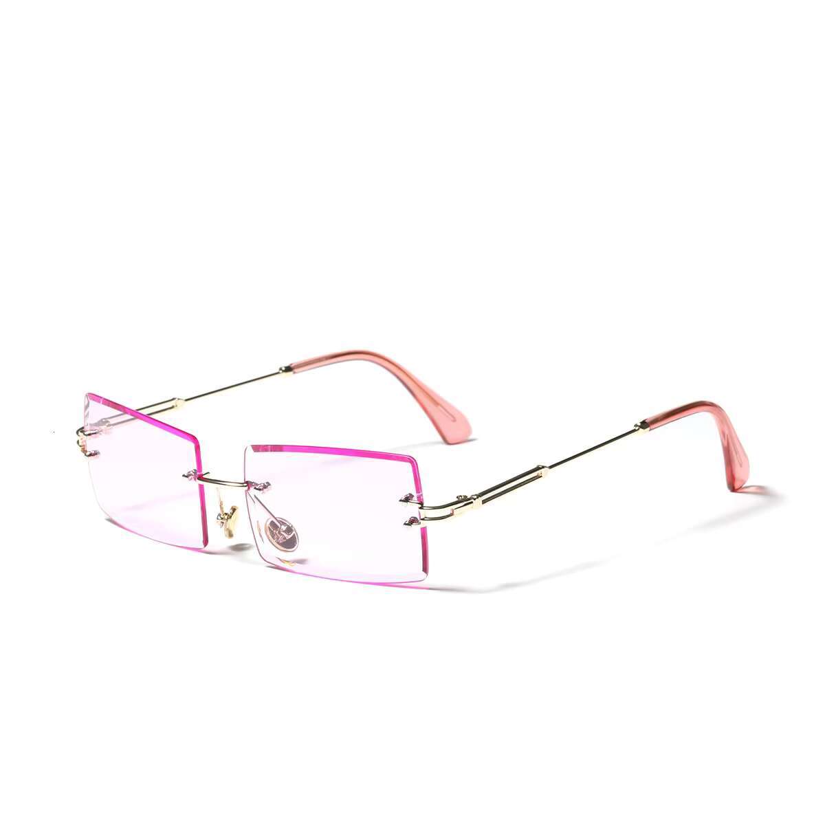 Aodun Vintage Transparent Candy Color Rimless Ocean Sun Glasses Small Rectangle Sunglasses