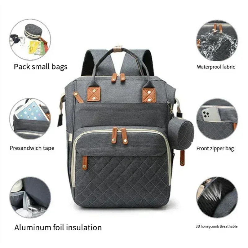 Portable Mommy Bag Large Capacity Shoulder Mother Bag Stroller Hanging Bag Multi-functional Fashion Travel Diaper Bags 250407