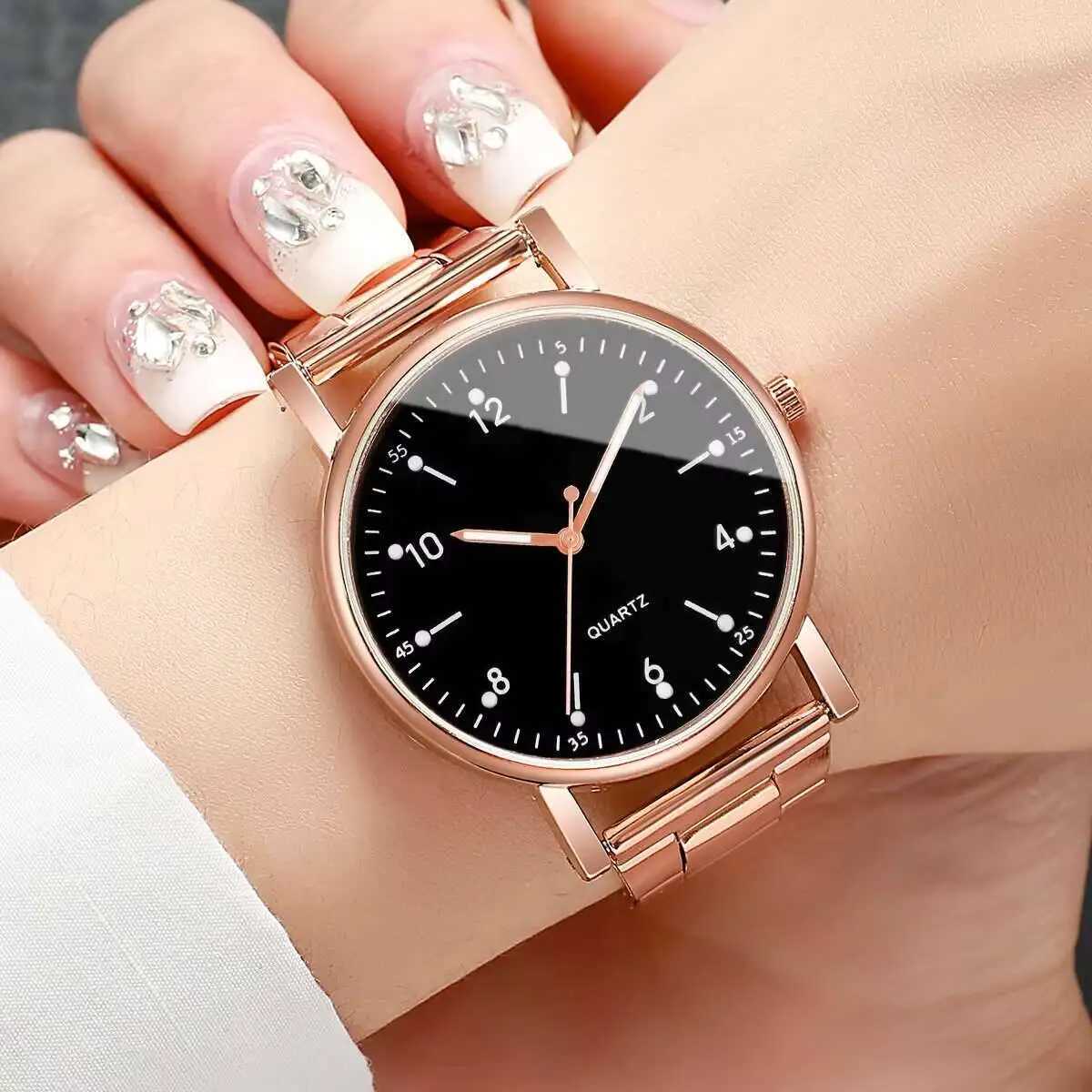 Fashion Women Watches Simple Arabic Dial Alloy Band Quartz Wristwatch for Ladies Clock Reloj MujerWithout BoxT250408