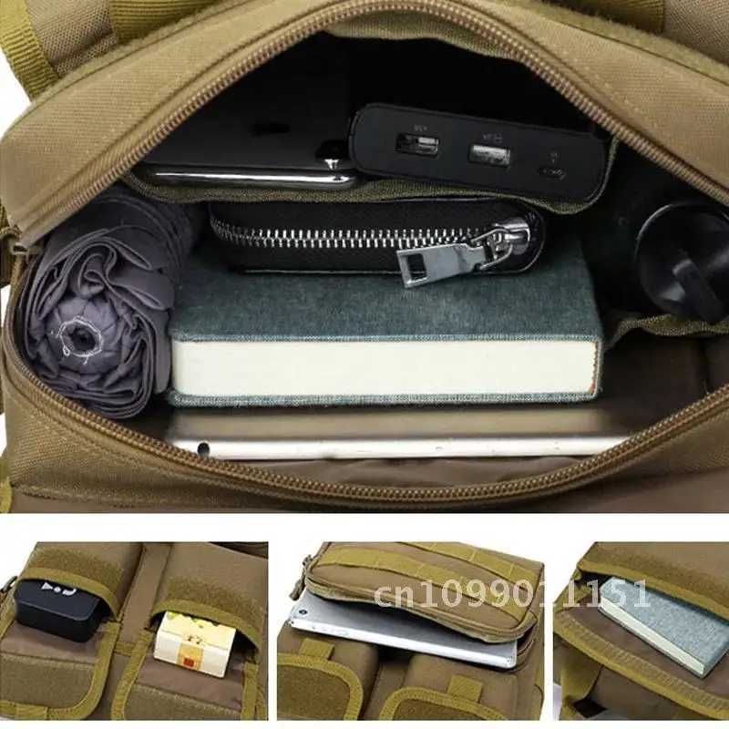 Men Tactical Bag Molle Messenger Shoulder Bags Waterproof Corssbody Bag Sack Sling Handbags Camouflage Outdoor Male Single BeltC250407