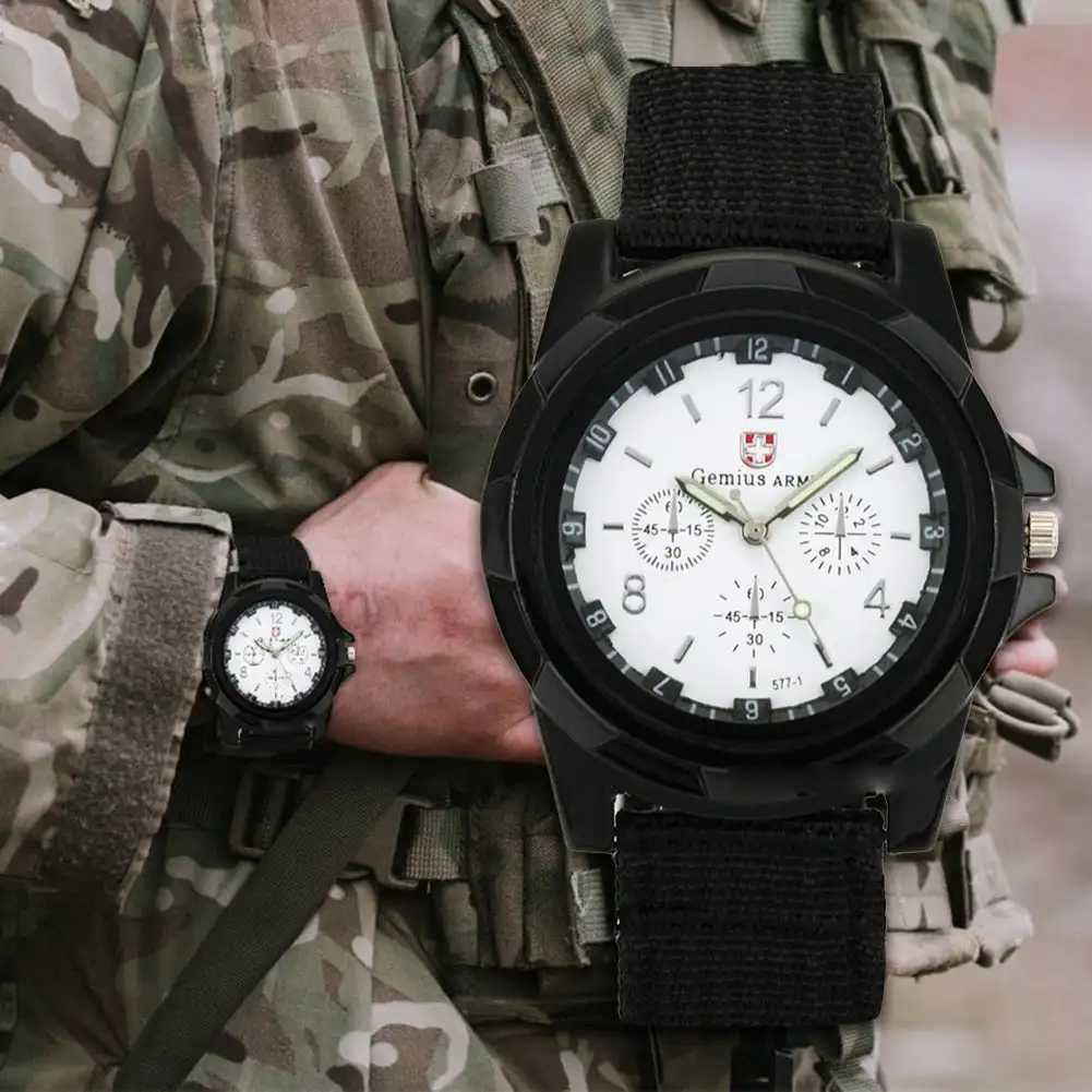 Mens quartz watch nylon watch canvas strap casual sports watch Y250407