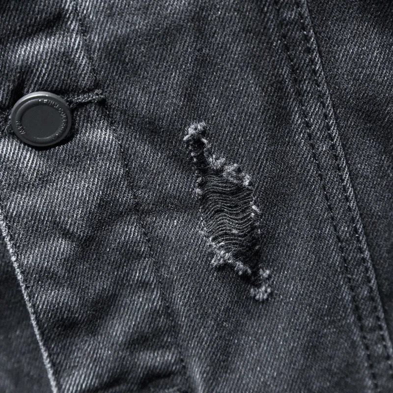 Thick winter black hooded denim jacket with warm mens lining and cotton thick large size 5XL 250408Z