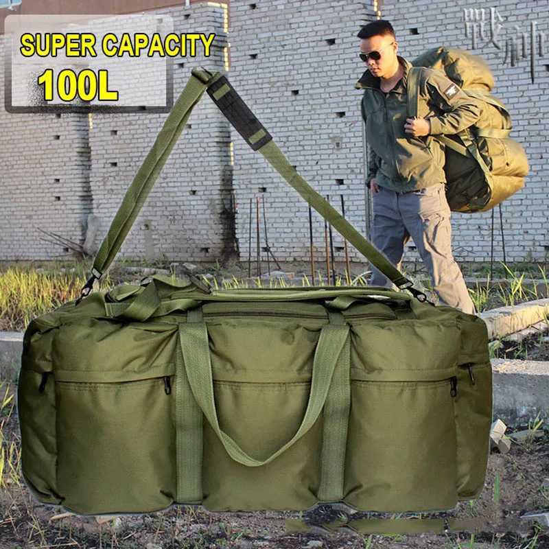 100L Camping Super Large Capacity Backpack Men Camping Storage Bag Men Tent Canopy Military Tactical Shoulder Bag Travel HandbagC250407