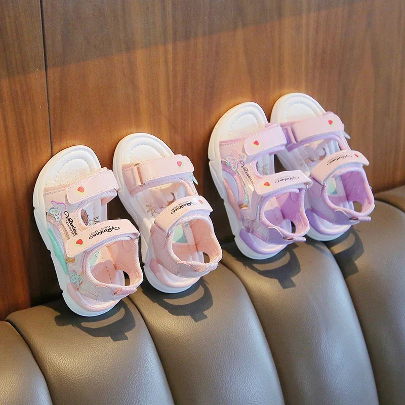 Girls Sandals Gladiator Cartoon Sweet Soft Children Beach Shoes Kids Summer Floral Sandals Princess Shoes Fashion Cute 250407