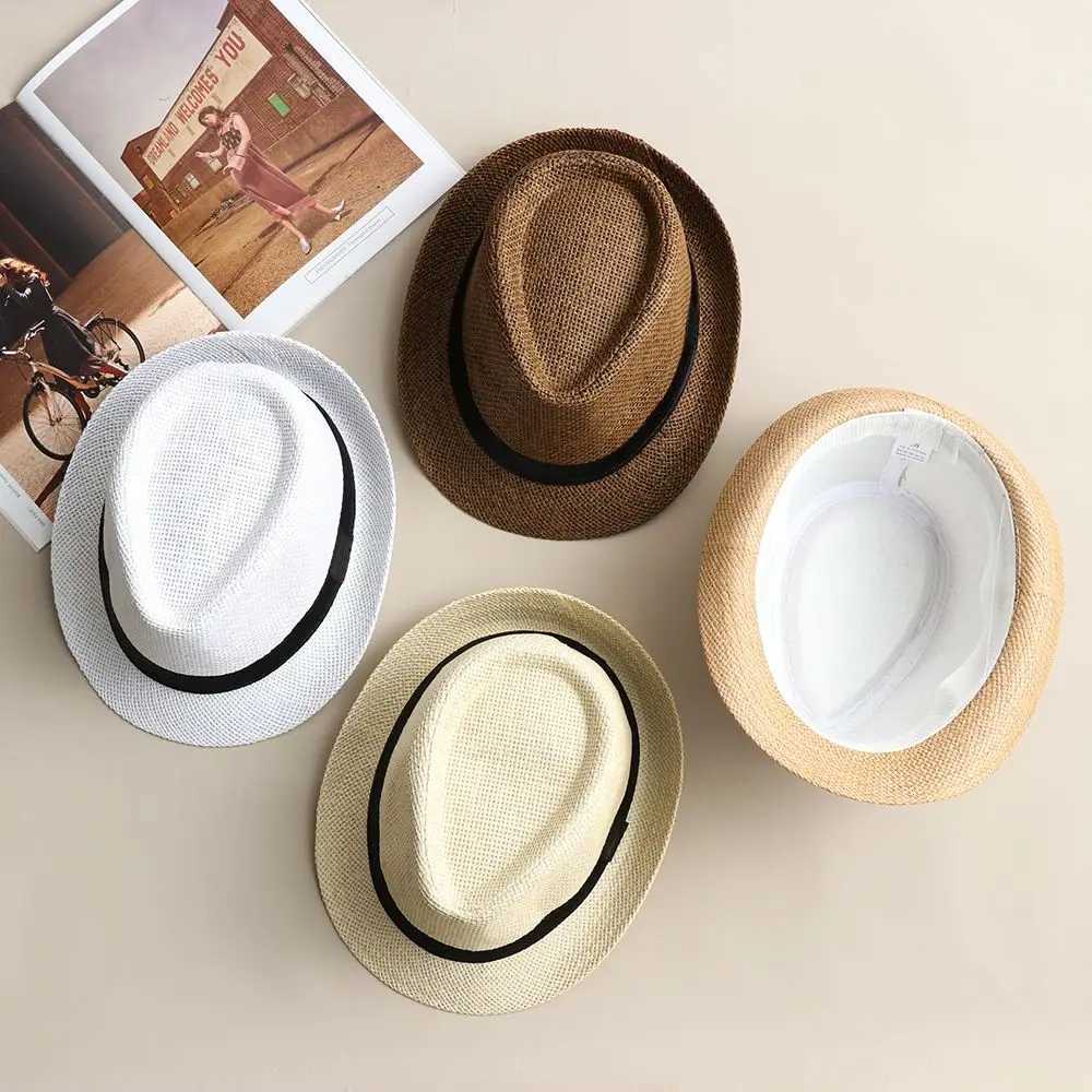Fashion Beach Sun Summer Wide Brim Straw Panama Casual Jazz Dr Hat Cowboy Fe Hat Gangster UnisexC250407