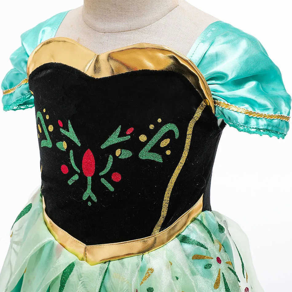 Disney Anna dress childrens princess dress girl role-playing costume childrens summer costume Halloween birthday party dress party costume X250408