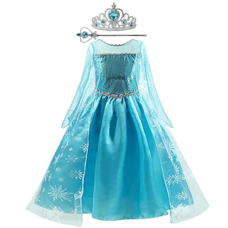 Disney Fancy Queen Frozen Elsa Anna costume girl princess dress children Halloween role-playing party Vesidos 3-10Y childrens role-playing set X250408
