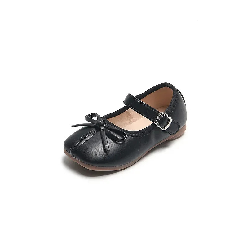 Fashion Mary Janes Shoes For Baby Butterfly Girls Flats Soft Singe Shoes For Kids Girls PU Leather Shoes 250407