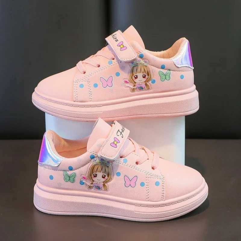 Zapatillas Childrens Shoes Childrens Casual Shoes Spring 2023 New Childrens Sports Shoes Leather Upper Girls Shoes White Shoes Board Shoes W250407