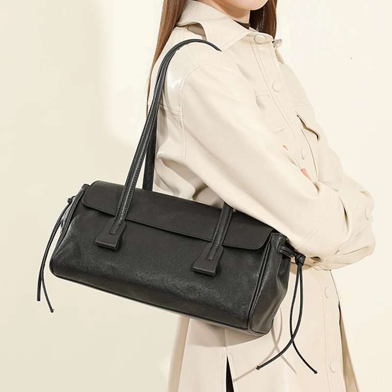 Vintage Cowhide Women Bag New Genuine Leather Designer Handbag Fashion Baguette Tote Women's Shoulder Bags 2959