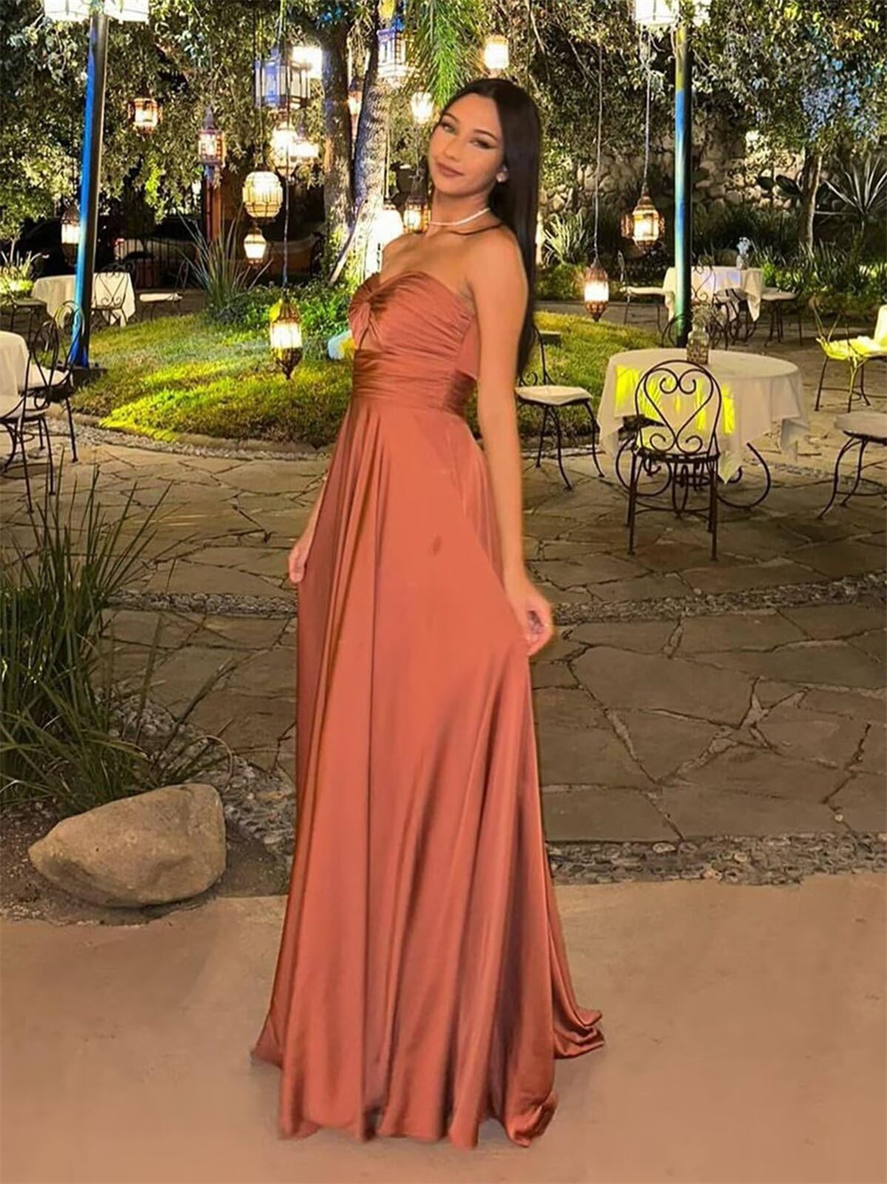 Long Prom Dresses Elegant Art Deco-inspired Neck Pleats Sweetheart Taffeta Pockets Lace-up A-Line Plus Size Formal Occasion Evening Party Gown Pd14