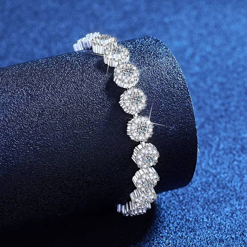 Factory Iced Out D Color Moissanite Tennis Bracelet S925 Sterling Silver GRA Moissanite Bracelets Hip Hop Womens Jewelry