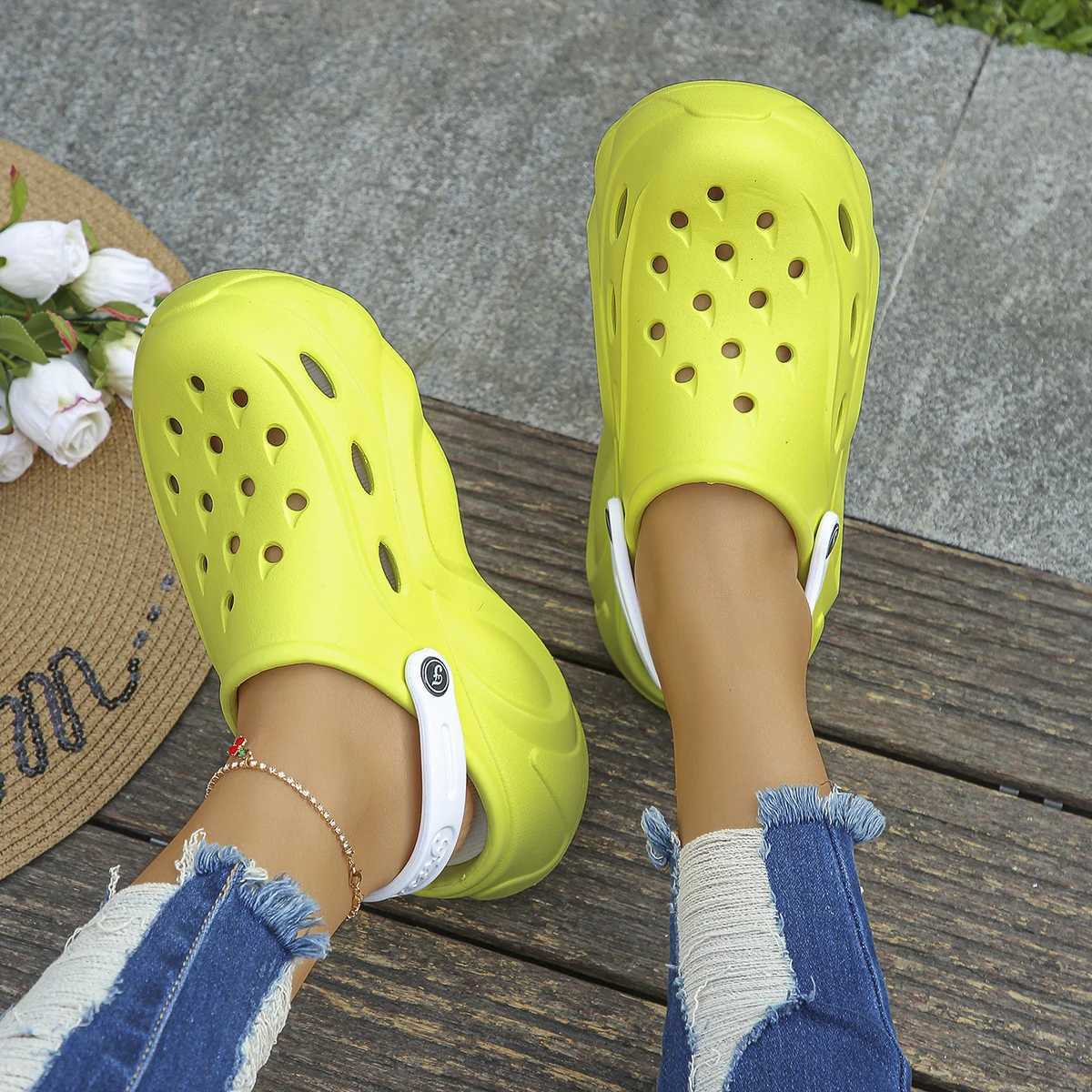 Mix Color Chunky Platforms Womens Summer 2024 Soft Thick Bottom Beach Sandals Womens N Slide Eva Wedge SlideXJ250407