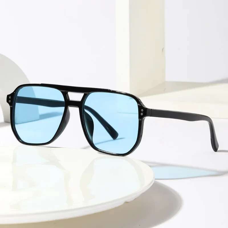 Outdoor Ocean Slice Double Beam New Retro Jelly Color Women Square Sunglasses UV400 Eye Protection Goggles