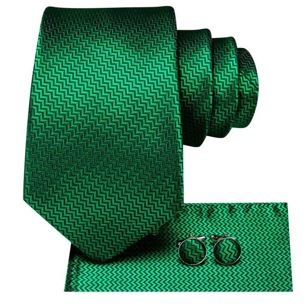 Hi-Tie Men Fashion Solid Green Blue Necktie Handkerchief Cufflinks Set for Tuxedo Accessory Classic Silk Luxury Tie for Man Gift X250407