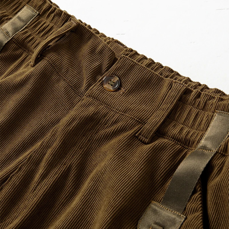 Trendy Loose Mens Straight Shorts Summer Casual Solid Color Corduroy Fashion Patch Work Pocket 250403