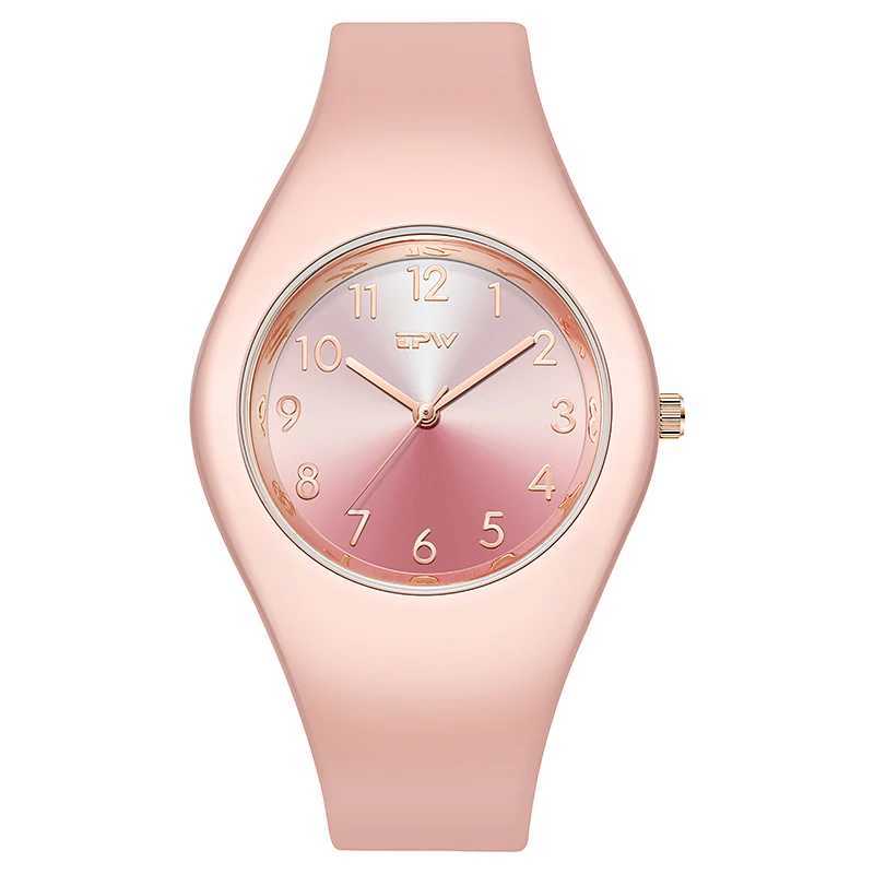TPW full-size 40mm quartz womens watch with rubber strap and skin friendly silicone watchT250408