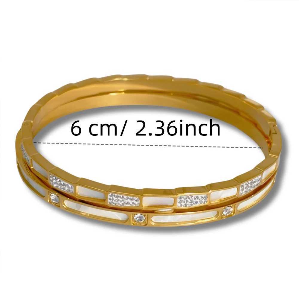 2PCS Stainless Steel Classic Design Shell Zircon Bracelet Womens Luxury Brand Wedding Jewelry Titanium Steel Y250408