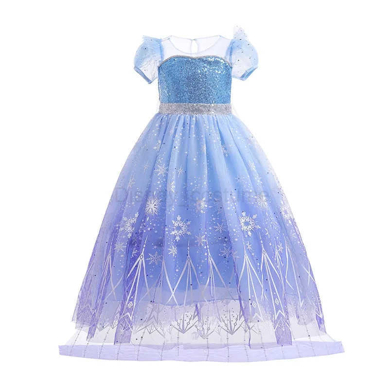 Disney 2025 LED Light Elza Spirit Princess Costume Girl Role Play Snow Queen Dress Up Childrens Costume Halloween Elza Blue Dress X250408