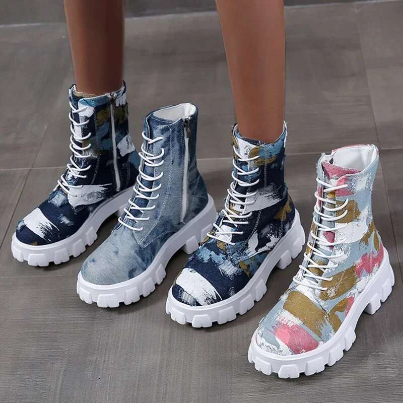 2025 New Style Fashionable Shoes Breathable Thick Bottom Retro Slip on Combat Boots Fashionable Design Casual Boots Trendy Casual Shoes1