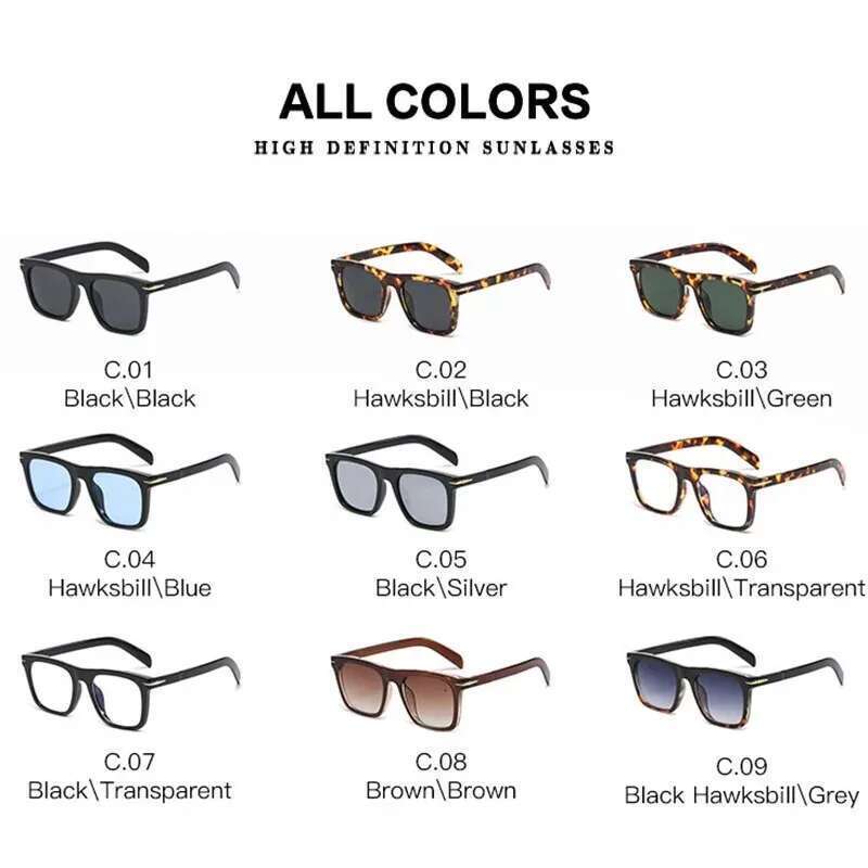 Vintage Square Sunglasses Men Anti-Blue Light Glasses Fashion Gradient Driving Shades Leopard Black Brand Oculos