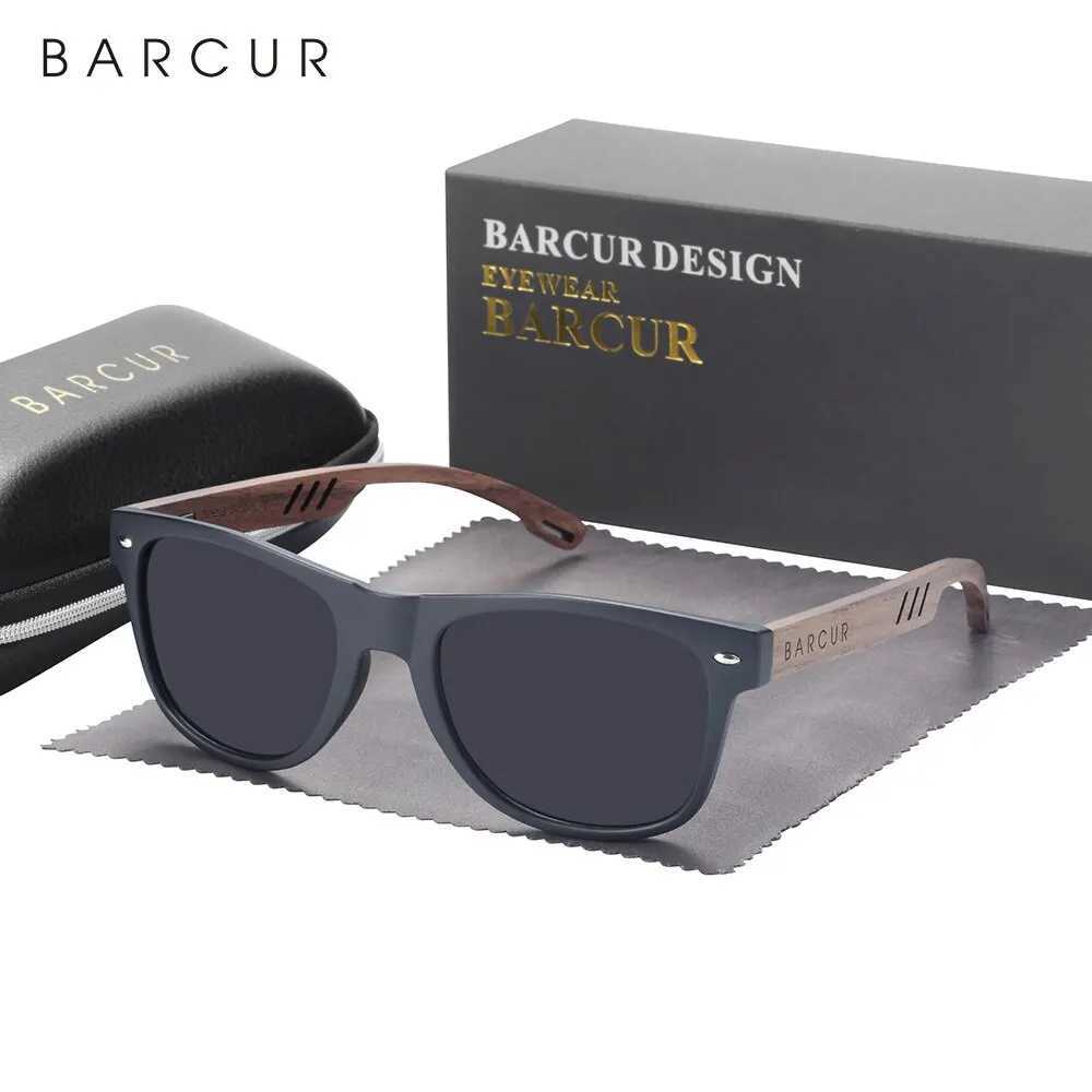 BARCUR Design Wooden Sunglasses for Men Natural Walnut Sunglasses for Women Polarized Sunglasses UV Protective Sunglasses W250408