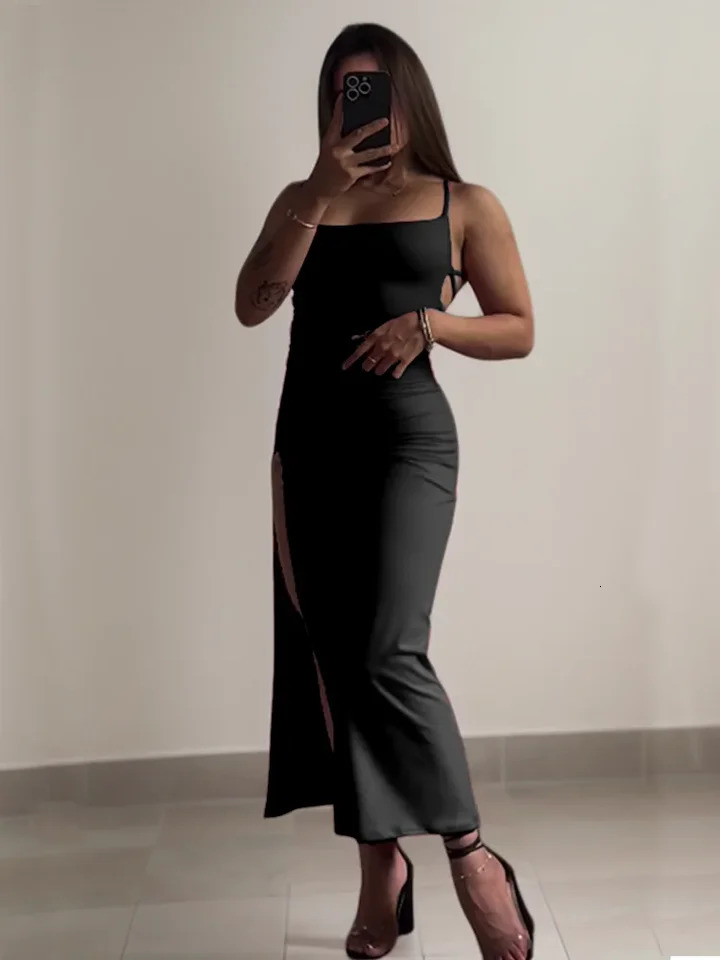 Club Black 2025 Explosive Dress Summer High Sensibility Halter Strap Spice Bag Hip Dress Sexy Womens Red Dress 250408