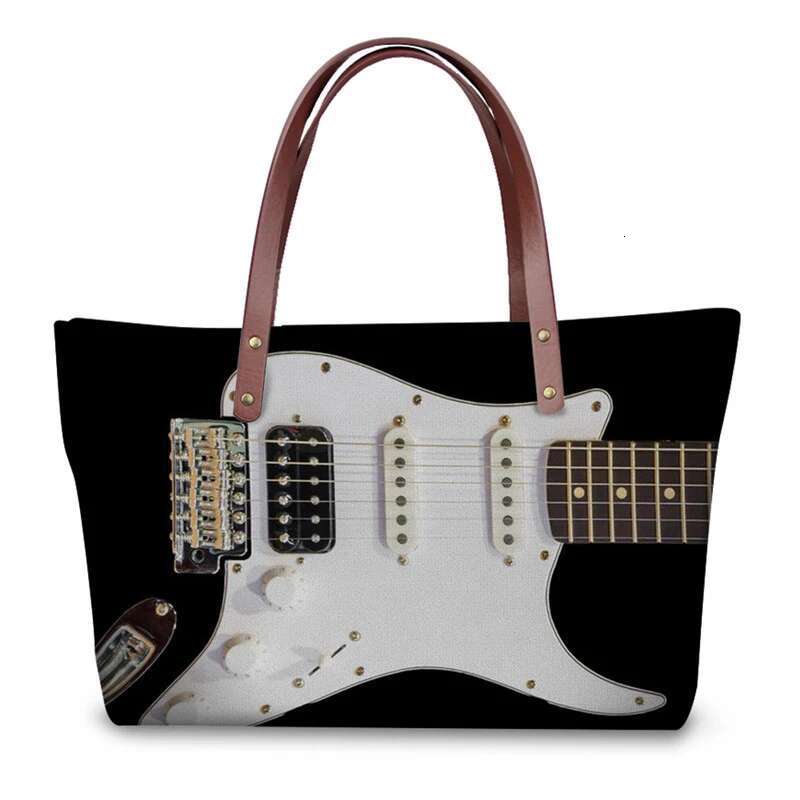 2025 Tote Bags Women Hand Casual Handbag Designer Woman's Large Capacity Shopper Vintage 3D Guitar Print Bag