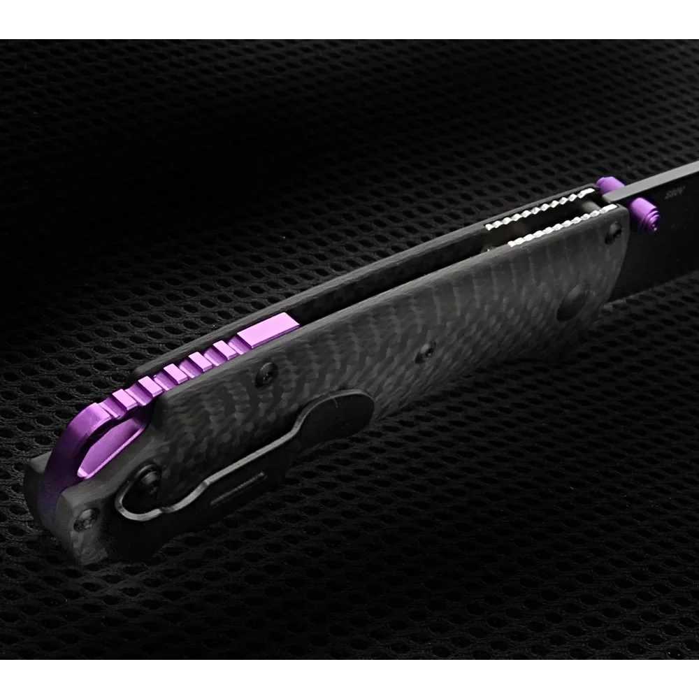 Mysterious purple hot selling Damascus steel 13K carbon fiber handle 90V blade 535 folding knife outdoor camping folding knife X2504081
