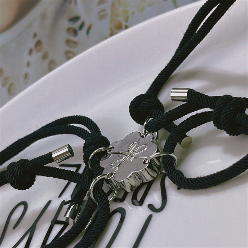 Fashion friends, family members, four people, love, magnet attraction bracelet, creative weaving, hand rope