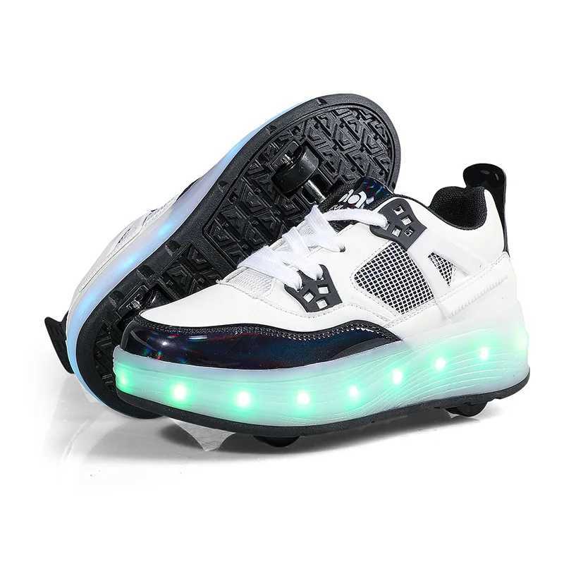 Childrens inflatable lightweight sports shoes for autumn and winter four-wheel running W250407