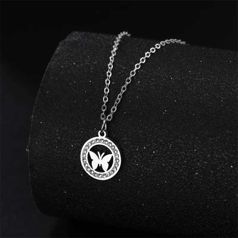 Trendy Stainless Steel Rhinestone Tree of Life Pendant Necklace For Women Charm Summer Clavicle Chain Jewelry Colgantes CadenaC250407