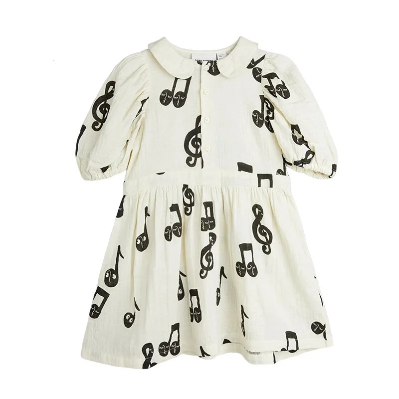 2025 Summer Girls Set INS Fashion Musical Note Printed Girls Dress Casual Cotton T-shirt Shorts Set Boys Shirt Kids Clothes 250407