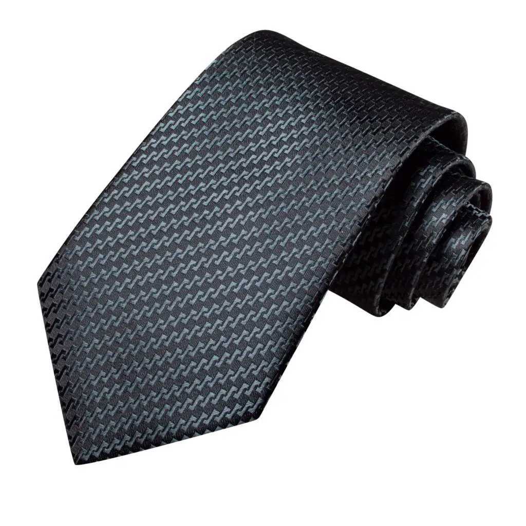 Hi-Tie New Smoke Grey Silk Tie For Men Elegant Mens Necktie Pocket Square Cufflink Gro Wedding Accessory Wholes Designer X250407